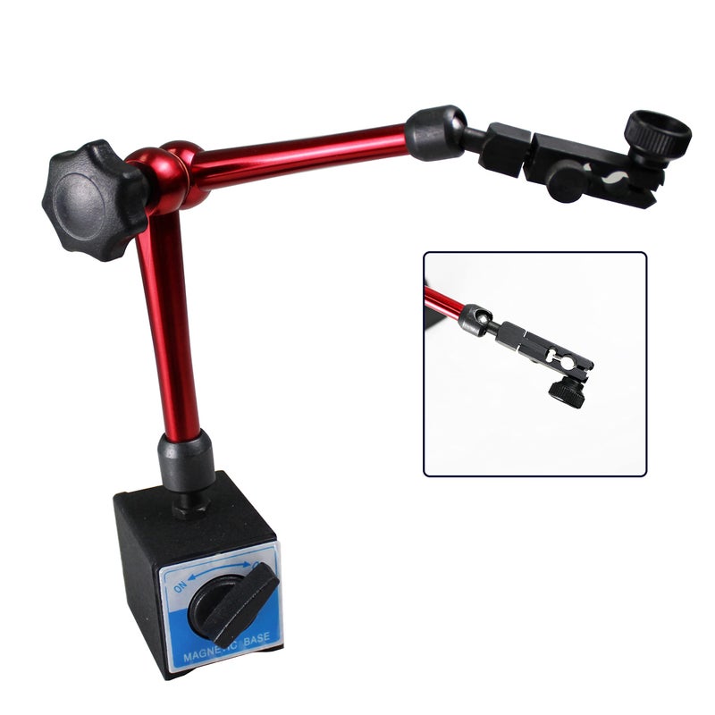 Hardware Factory Store HFS (R) 132 رطل / 60 كجم أقصى سحب قطر ثقب التثبيت 8 مم قاعدة مغناطيسية قابلة للتعديل حامل مؤشر اختبار معدني مستوى رقمي 14" - حامل أدوات - Image 4